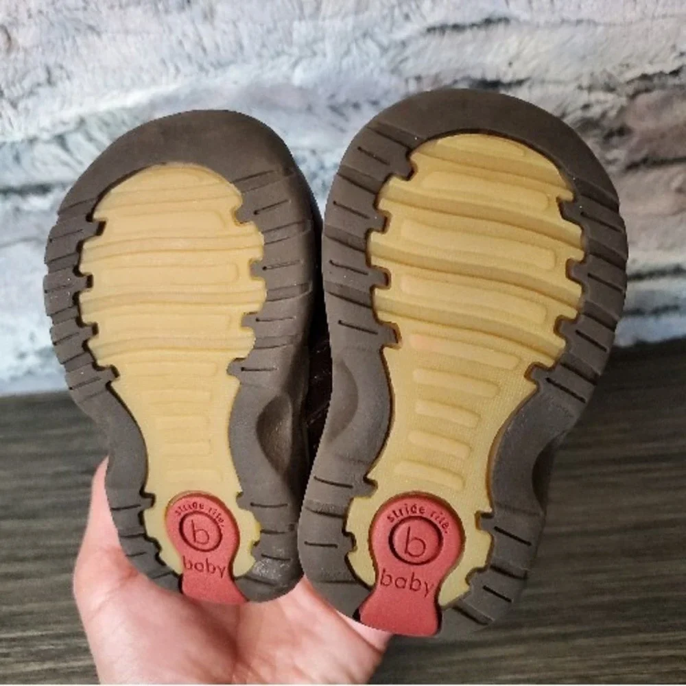 Stride Rite Baby Toddler Size 4 Brown Leather First Walker Tie Shoes